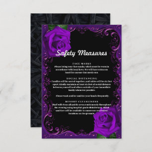 Elegant Goth Purple Roses Safety Measures Enclosure Card