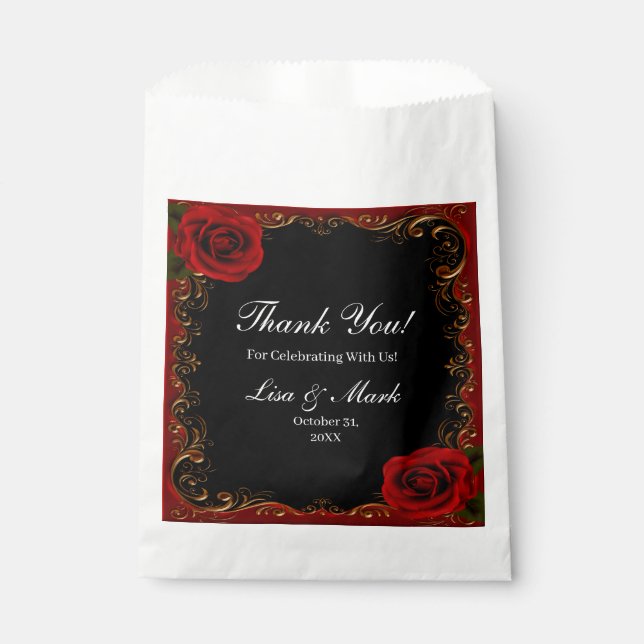 Elegant Goth Red Roses Favor Bag (Front)