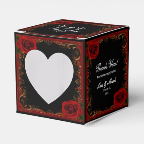 Elegant Goth Red Roses Favor Boxes