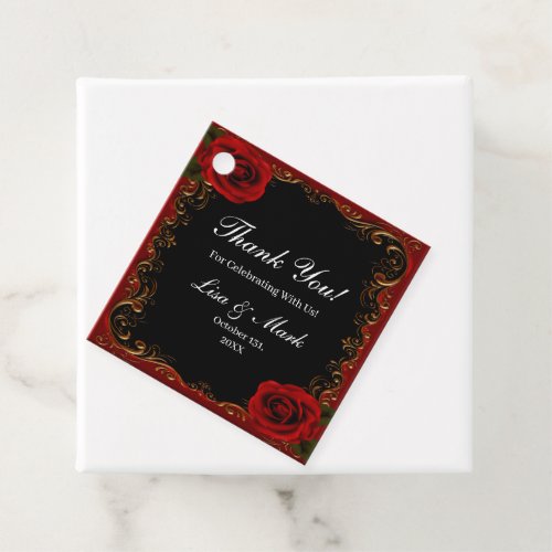 Elegant Goth Red Roses Favor Tags