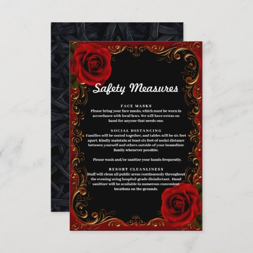 Elegant Goth Red Roses Safety Measures Enclosure Card