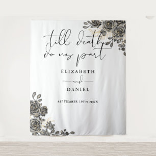 Elegant Goth Roses Floral Wedding Photo Prop Tapestry