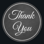 Elegant Goth Vintage Chalkboard Black Thank You  Classic Round Sticker<br><div class="desc">Saying thank you to friends and family will never go out of style with this distressed black and white chalkboard wedding / party thank you sticker. Grunge black chalkboard thank you stickers are perfect for * envelope seals * party and wedding favors - goth, halloween, summer, winter, fall, * businesses...</div>