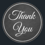 Elegant Goth Vintage Chalkboard Black Thank You  Classic Round Sticker<br><div class="desc">Saying thank you to friends and family will never go out of style with this distressed black and white chalkboard wedding / party thank you sticker. Grunge black chalkboard thank you stickers are perfect for * envelope seals * party and wedding favors - goth, halloween, summer, winter, fall, * businesses...</div>