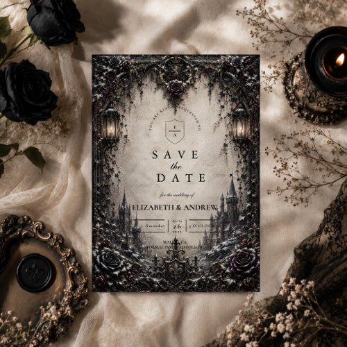 Elegant Goth Winter Wedding Save The Date