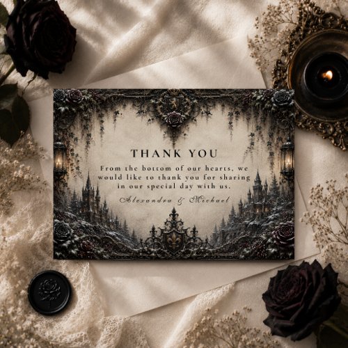 Elegant Goth Winter Wedding Thank You Card