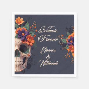 Elegant Gothic 3D Floral Skull Cocktail Napkins
