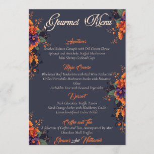 Elegant Gothic 3D Floral Skull gourmet menu