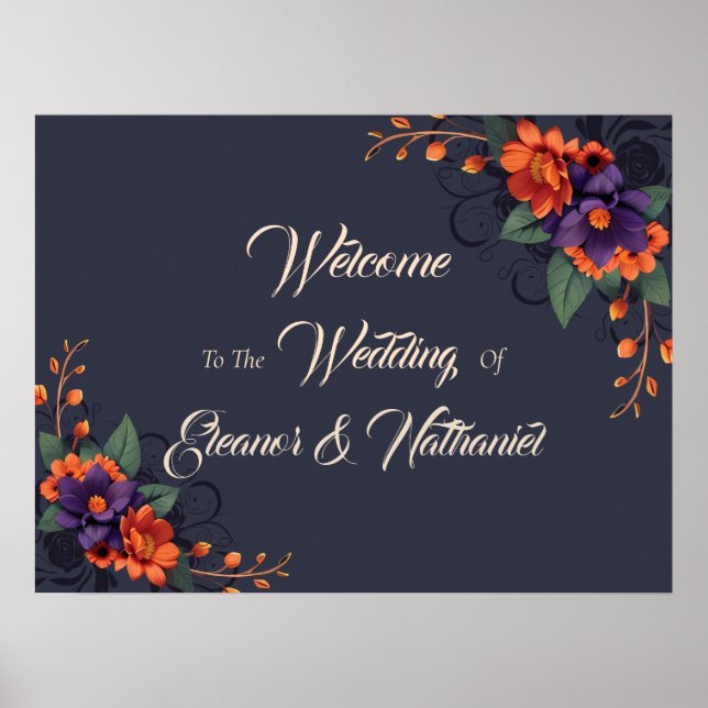 Elegant Gothic 3D Floral Wedding Poster (Front)