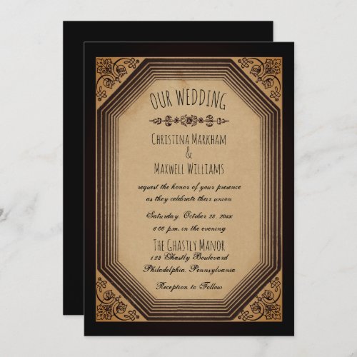 Elegant Gothic and Deco Frame Cornices Wedding Inv Invitation