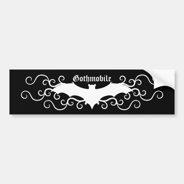 Elegant Gothic bat and swirls goth mobile Bumper Sticker (Front)