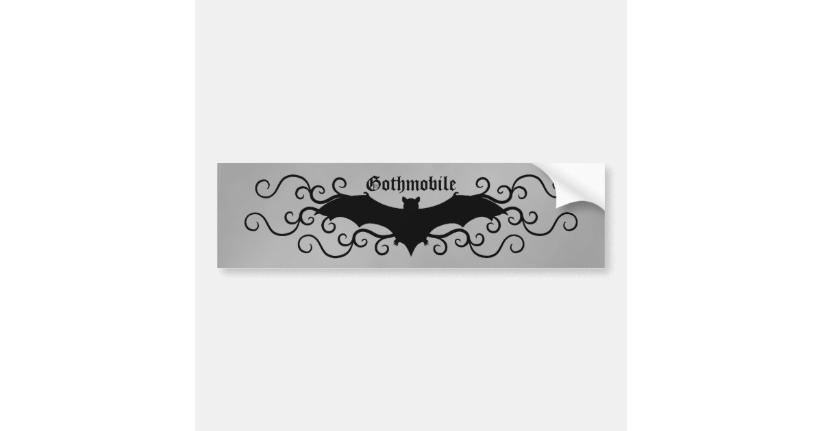 Elegant Gothic bat and swirls goth mobile Bumper Sticker | Zazzle