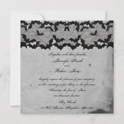 Elegant Gothic Bat Lace Posh Wedding Invitation