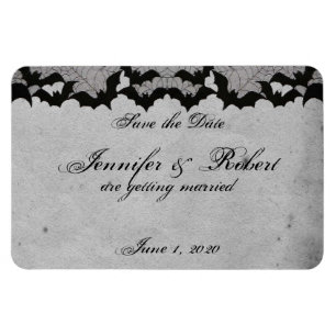 Elegant Gothic Bat Lace Posh Wedding Save the Date Magnet