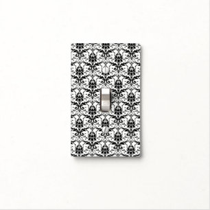 Elegant Gothic Black And White Damask Pattern Light Switch Cover