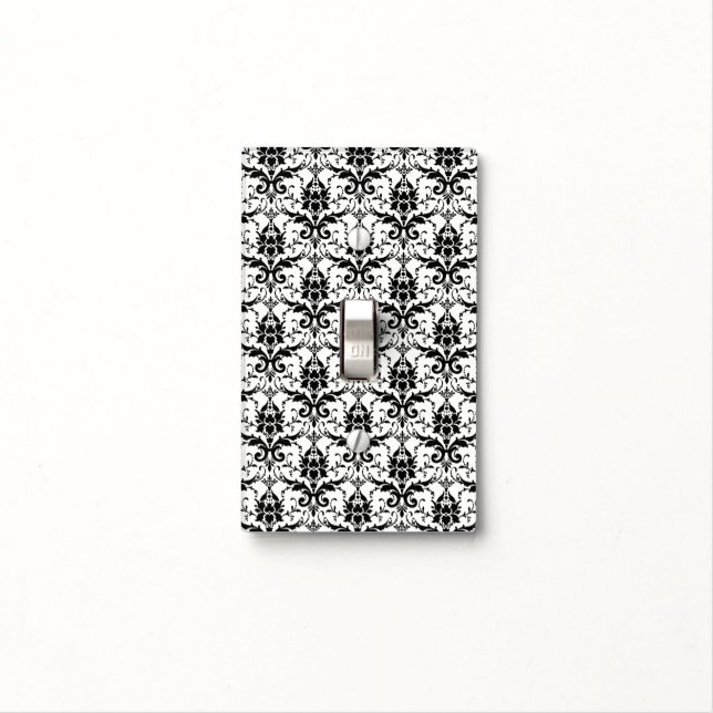 Elegant Gothic Black And White Damask Pattern Light Switch Cover (In Situ)