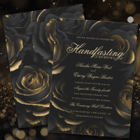 Elegant Gothic Black & Gold Roses Handfasting