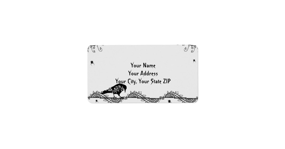Elegant Gothic Black White Halloween Address Label | Zazzle