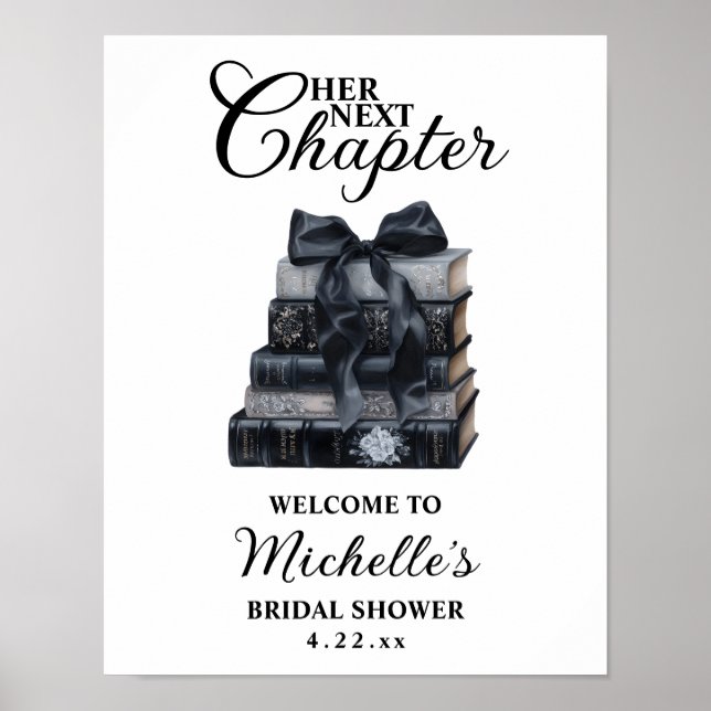 Elegant Gothic Book Themed Bridal Shower  Poster (Front)