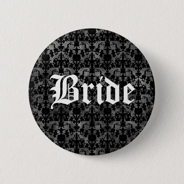 Elegant gothic bride pinback button (Front)