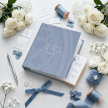 Elegant Gothic Chic Typography Dusty Blue Wedding
