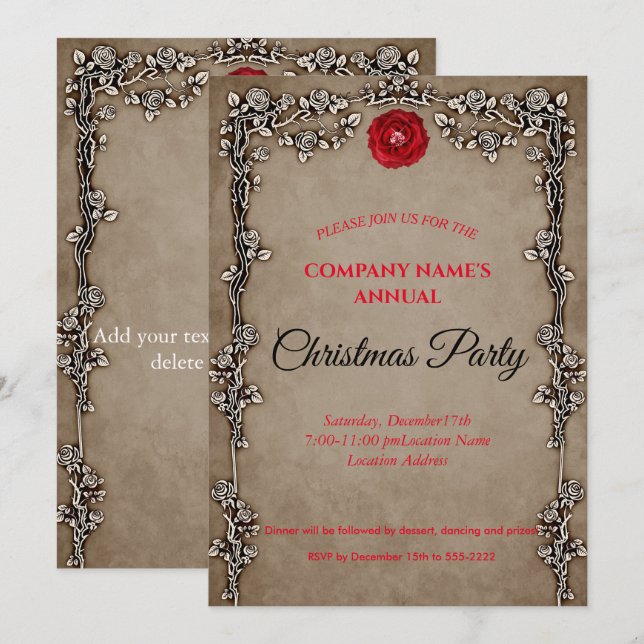 Elegant  Gothic Christmas party invitation  (Front/Back)