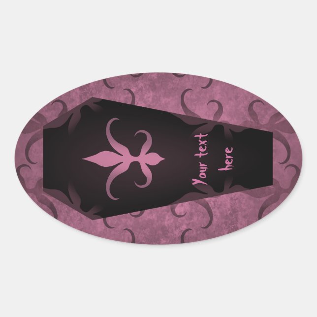 Elegant gothic coffin Halloween favor label (Front)