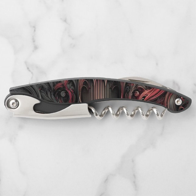 Elegant Gothic Corkscrew – Black & Red Design (Front)