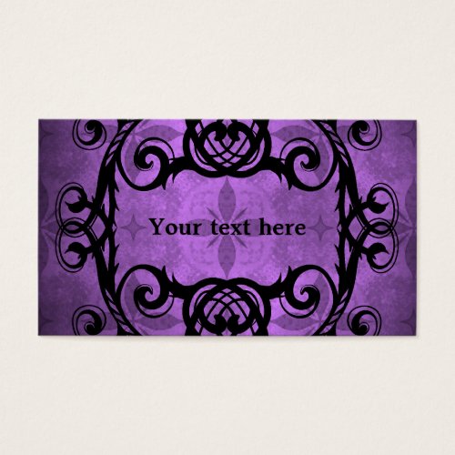 Elegant gothic damask purple and black decor business cards