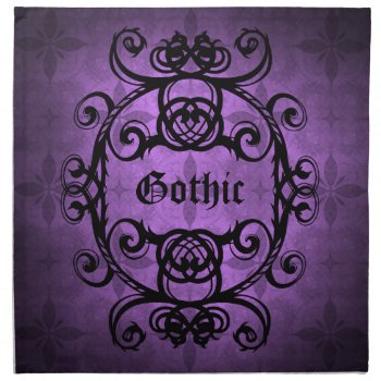 Elegant Gothic Damask Purple And Black Decor Napkin by TheHopefulRomantic at Zazzle