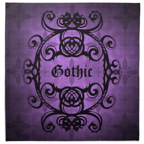 Elegant gothic damask purple and black decor napkin
