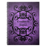 Elegant Gothic Damask Purple And Black Notebook at Zazzle