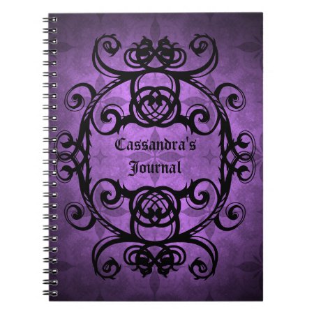 Elegant Gothic Damask Purple And Black Notebook