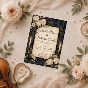 Elegant Gothic Dark Academia Wedding Invitation