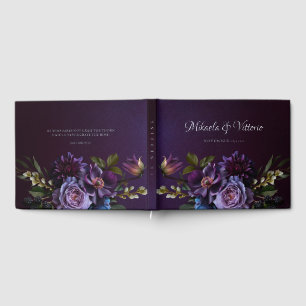 Elegant Gothic Dark Flower Wedding  Foil Guest Book