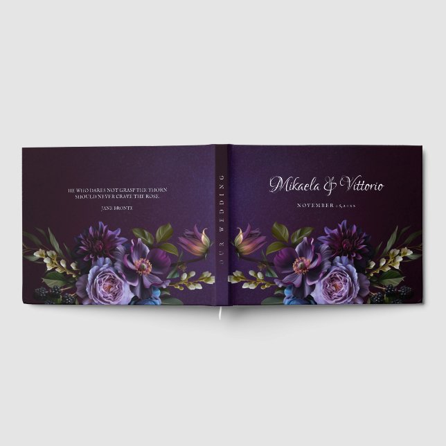 Elegant Gothic Dark Flower Wedding  Foil Guest Book (Full)
