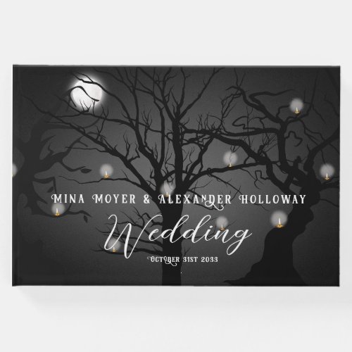 Elegant Gothic Dark Forest Photo Wedding Guest Book