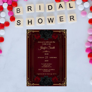 Elegant Gothic Dark Romance Bridal Shower Invitation