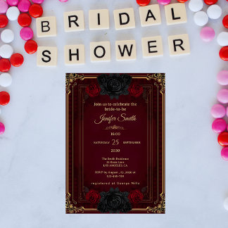 Elegant Gothic Dark Romance Bridal Shower Invitation
