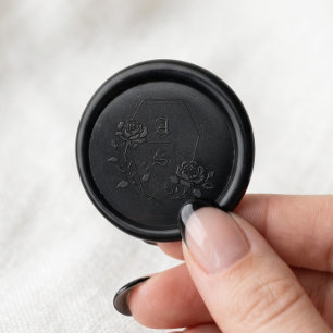 Elegant Gothic Dark Romantic Rose Coffin Monogram Wax Seal Sticker
