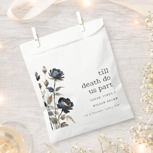 Elegant Gothic Dark Watercolor Black Rose Wedding Favor Bag