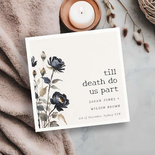 Elegant Gothic Dark Watercolor Black Rose Wedding Napkins (Creator Uploaded)