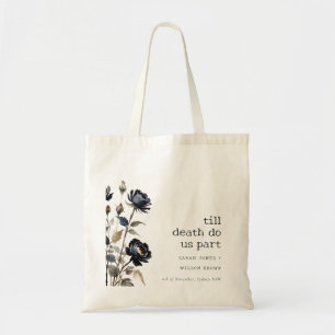 Elegant Gothic Dark Watercolor Black Rose Wedding Tote Bag