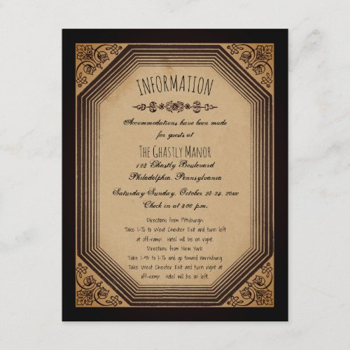 Elegant Gothic Deco Frame Cornices Wedding Info En Enclosure Card