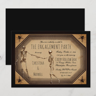 Elegant Gothic Deco Skeletons Engagement Party Inv Invitation