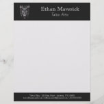 Elegant Gothic Fantasy Wolf Skull Black and Silver Letterhead<br><div class="desc">🌟For personalized assistance with my design or for special requests, feel free to reach out before ordering! I'm here to help.🌟 Elevate your brand with our Elegant Gothic Fantasy Wolf Skull design in striking black and silver. Unleash the power of a unique emblem that embodies your individuality, making a bold...</div>