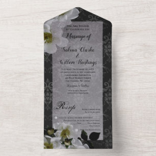 Elegant Gothic Floral All in One Wedding Invite
