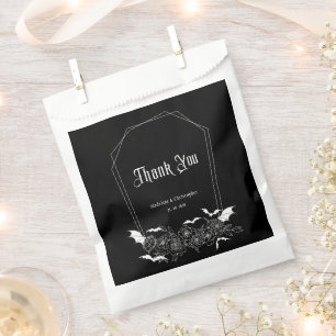 Elegant Gothic Floral Black Wedding Favor Bag