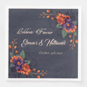 Elegant Gothic Floral Celebrate Forever Paper Dinner Napkins