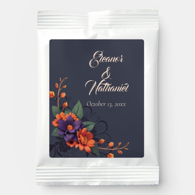 Elegant Gothic Floral Chic date Wedding  Hot Chocolate Drink Mix (Front)